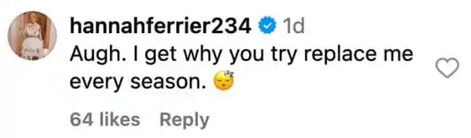   هانا's comment on IG post