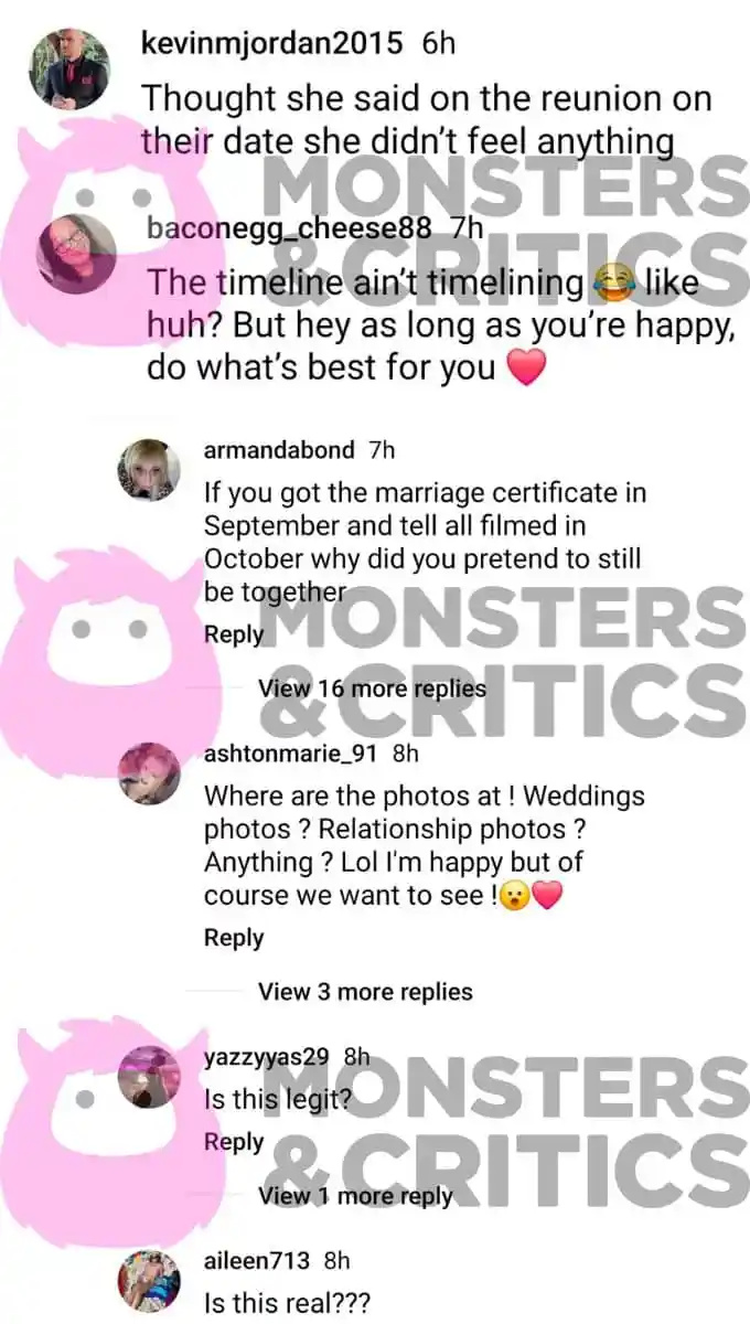   Veah Netherton's instagram followers comment on her marriage announcement