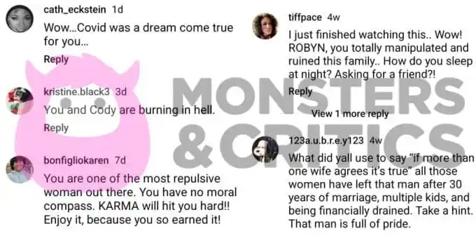 Fãs de esposas irmãs comentam sobre Robyn Brown's instagram post