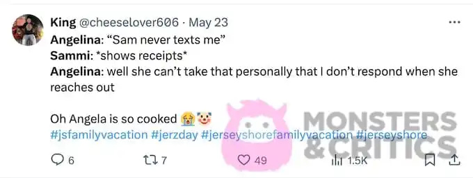snimka zaslona na twitteru prikazuje reakciju okupljanja na obiteljskom odmoru jersey shore