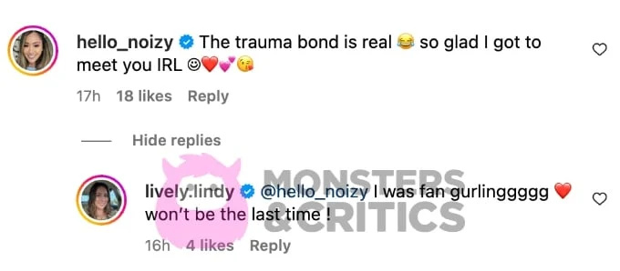 Noi Phommasak i Lindy Elloway's Instagram comments