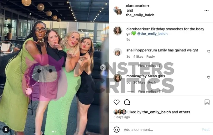 Clare Kerr's birthday post for Emily Balch