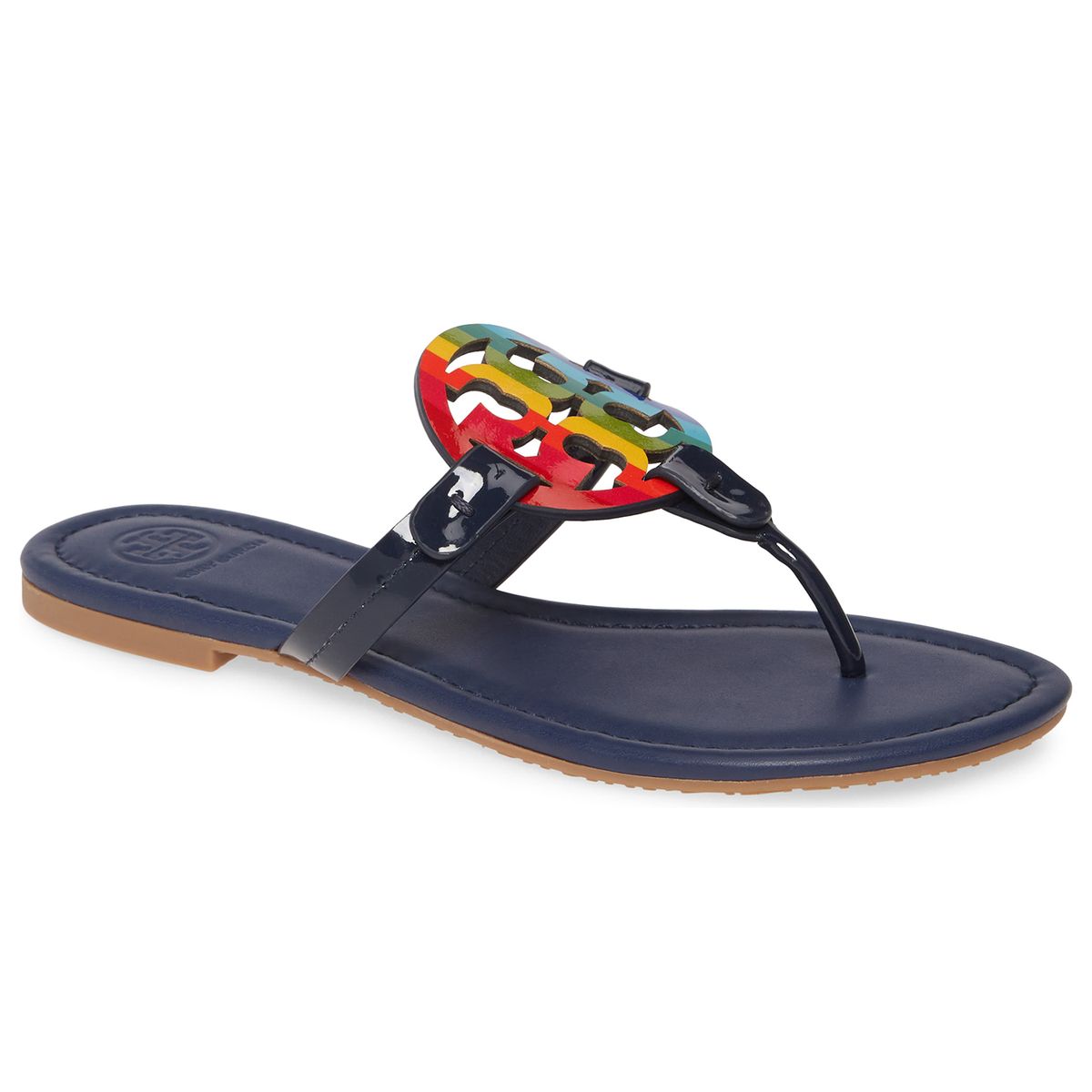 Tory Burch Miller Flip Flop Bright Rainbow Royal Navy
