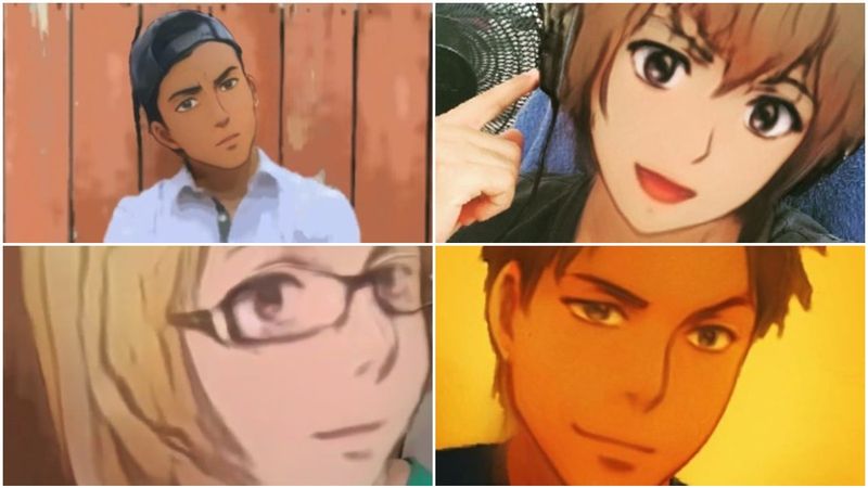 Exemplos de filtro facial de estilo anime no Instagram