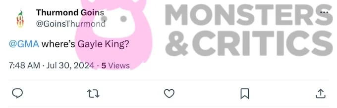 screenshot komentara obožavatelja na twitteru o gayle king
