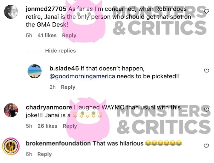 screenshot dei commenti di Instagram su Janai Norman su gma per la storia di Waymo