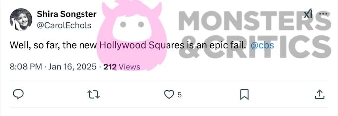   screenshot mentre l'utente x definisce Hollywood Squares un fallimento epico