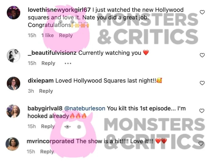   screenshot dei commenti di Hollywood Squares sul riavvio su Instagram