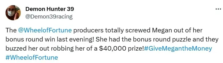kolo sreće gledatelji se žale na megan's bonus round on X