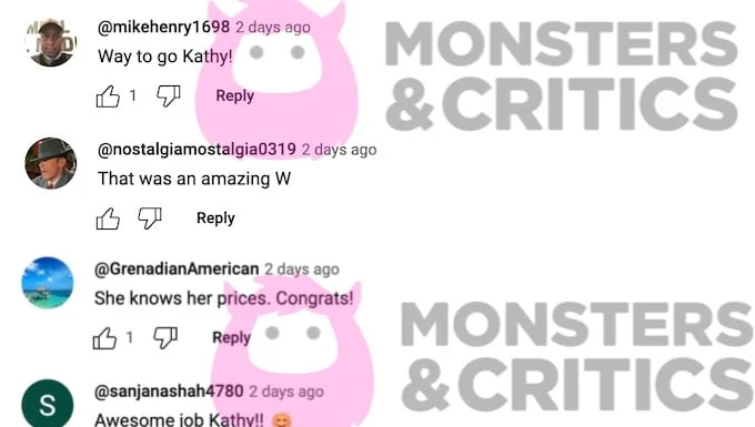   captura de tela dos comentários do youtube sobre o preço certo, vitória incrível em cliff hangers
