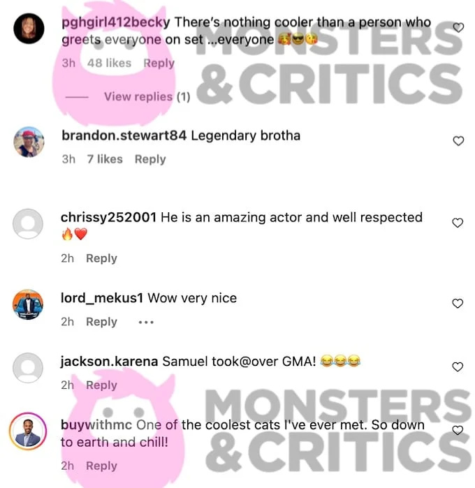 екранна снимка от коментари в instagram за samuel l jackson в gma