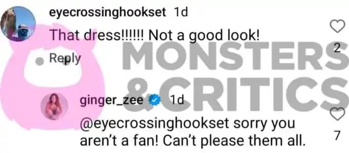 ginger zee odgovara kritičaru's comment on instagram