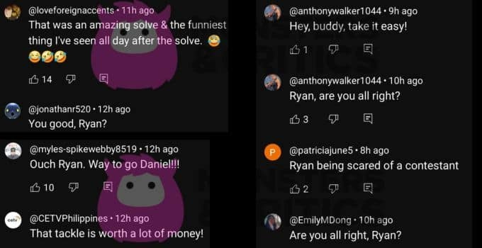   espectadores da roda da fortuna comentam sobre Ryan Seacrest's encounter on youtube