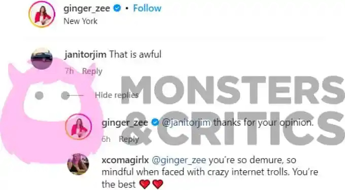   mar de gengibre's critic comments on her halloween costume on instagram