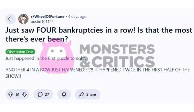   Redditors Post über Insolvenzen am Glücksrad