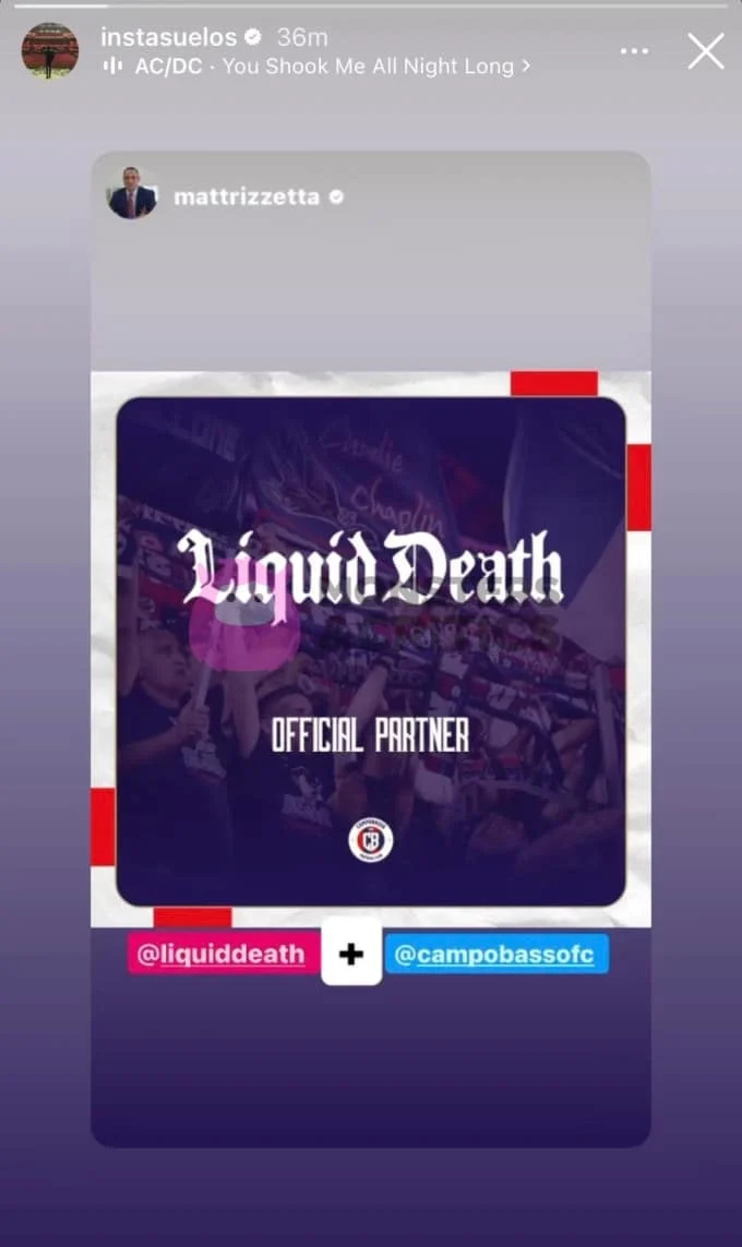   Mark Consuelos ha rivelato che Liquid Death è partner ufficiale di Campobasso, FC